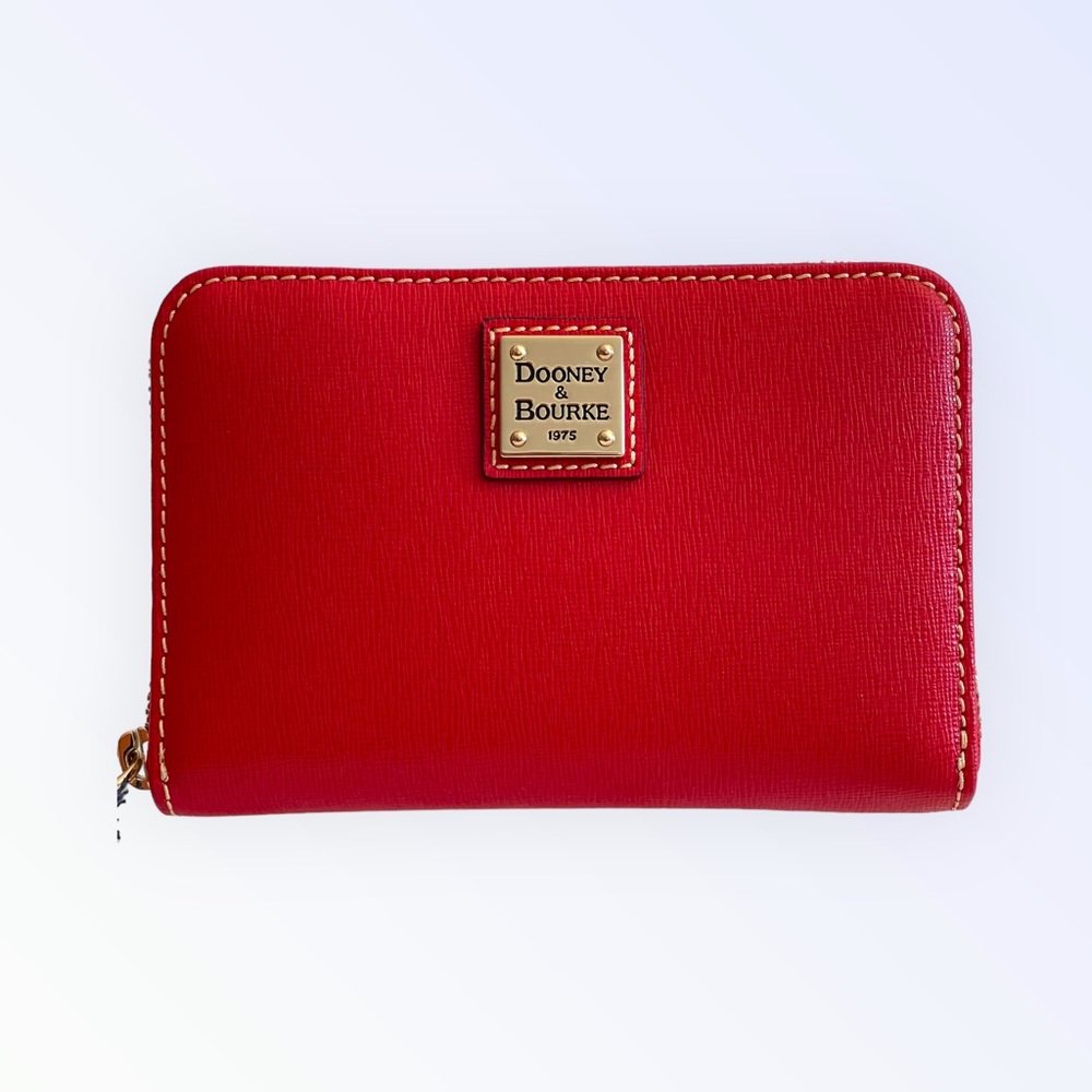 Red Dooney & Bourke Pebble Grain Medium Zip Wallet